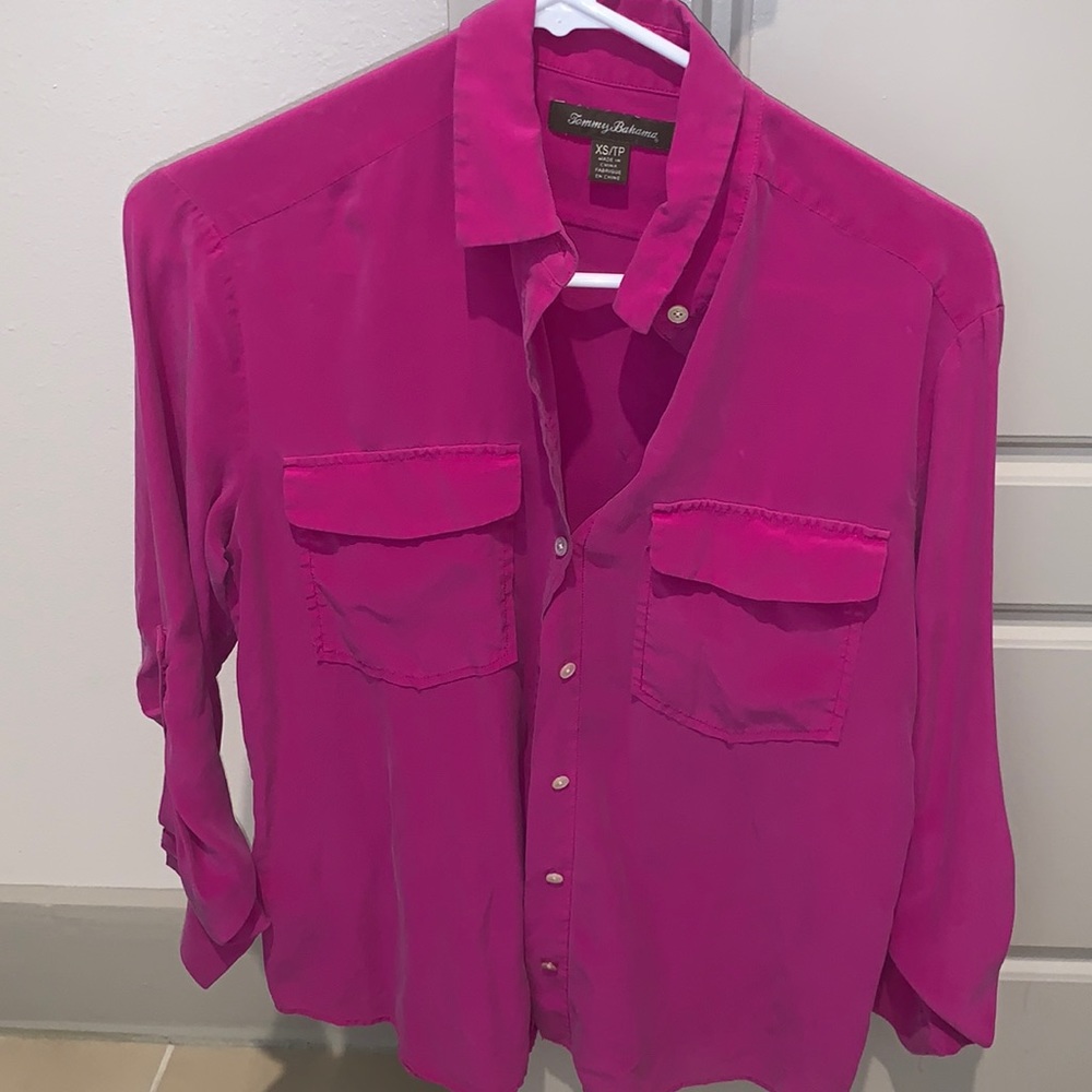 Silk Tommy Bahama Pink Button Down Top